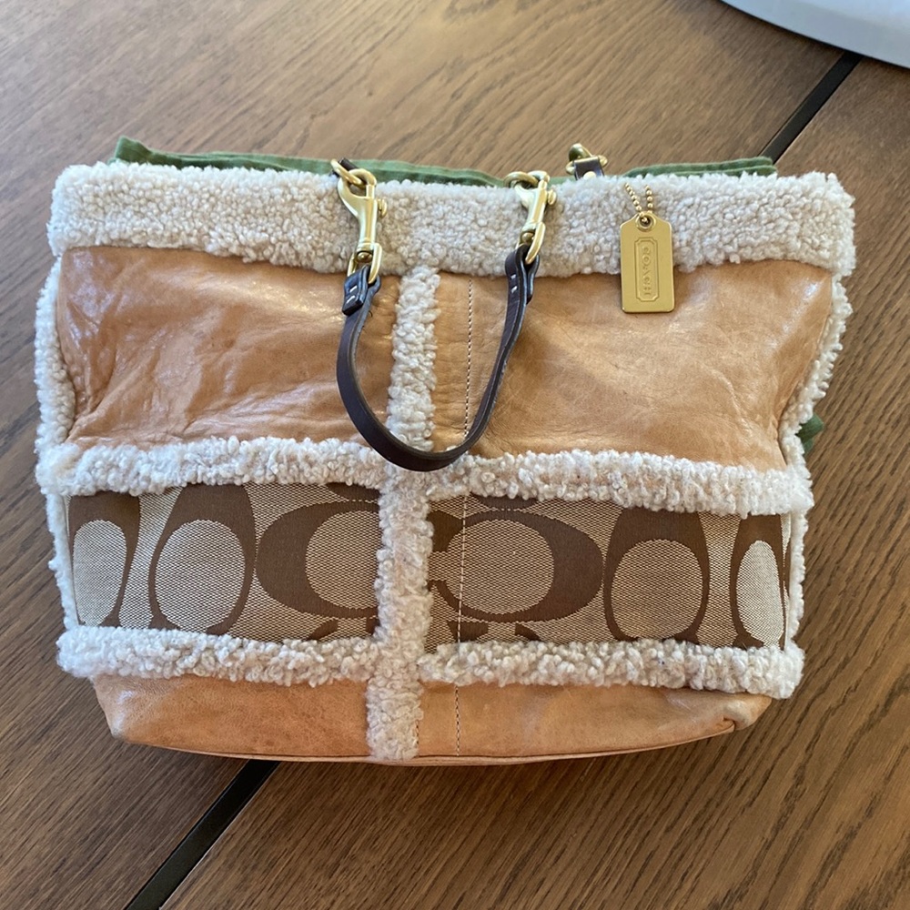 Coach Sherpa and Leather Tote